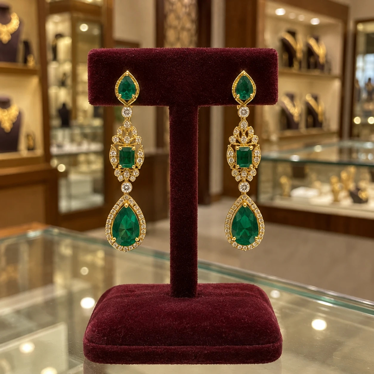 Noor Emerald Drop Earrings jewellery design